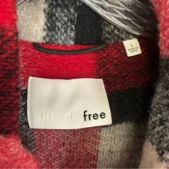 Aritzia Wilfred Free Off Duty Jacket Red Black Wool Blend  L - Picture 4 of 15